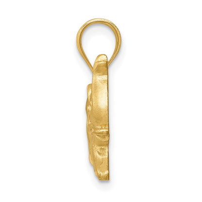 14 Karat Gelbgold Elefant-Anhänger, gebürstet und diamantiert