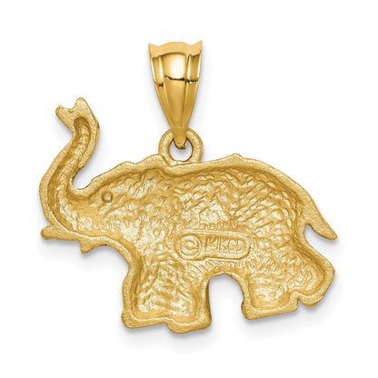 14 Karat Gelbgold Elefant-Anhänger, gebürstet und diamantiert