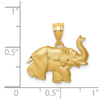 14 Karat Gelbgold Elefant-Anhänger, gebürstet und diamantiert