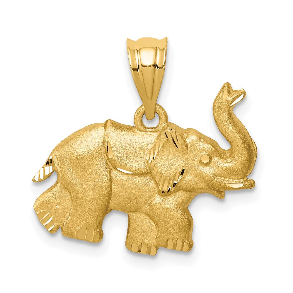14 Karat Gelbgold Elefant-Anhänger, gebürstet und diamantiert