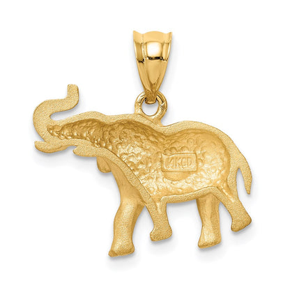 14K Gelbgold Anhänger Elefant, gebürstet, diamantiert