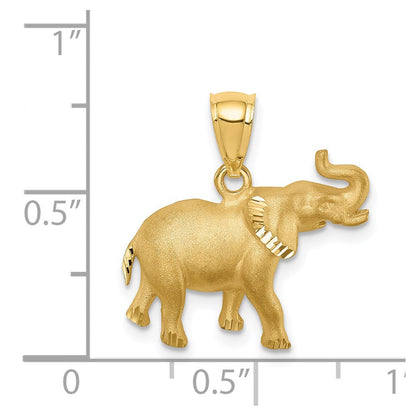 14K Gelbgold Anhänger Elefant, gebürstet, diamantiert
