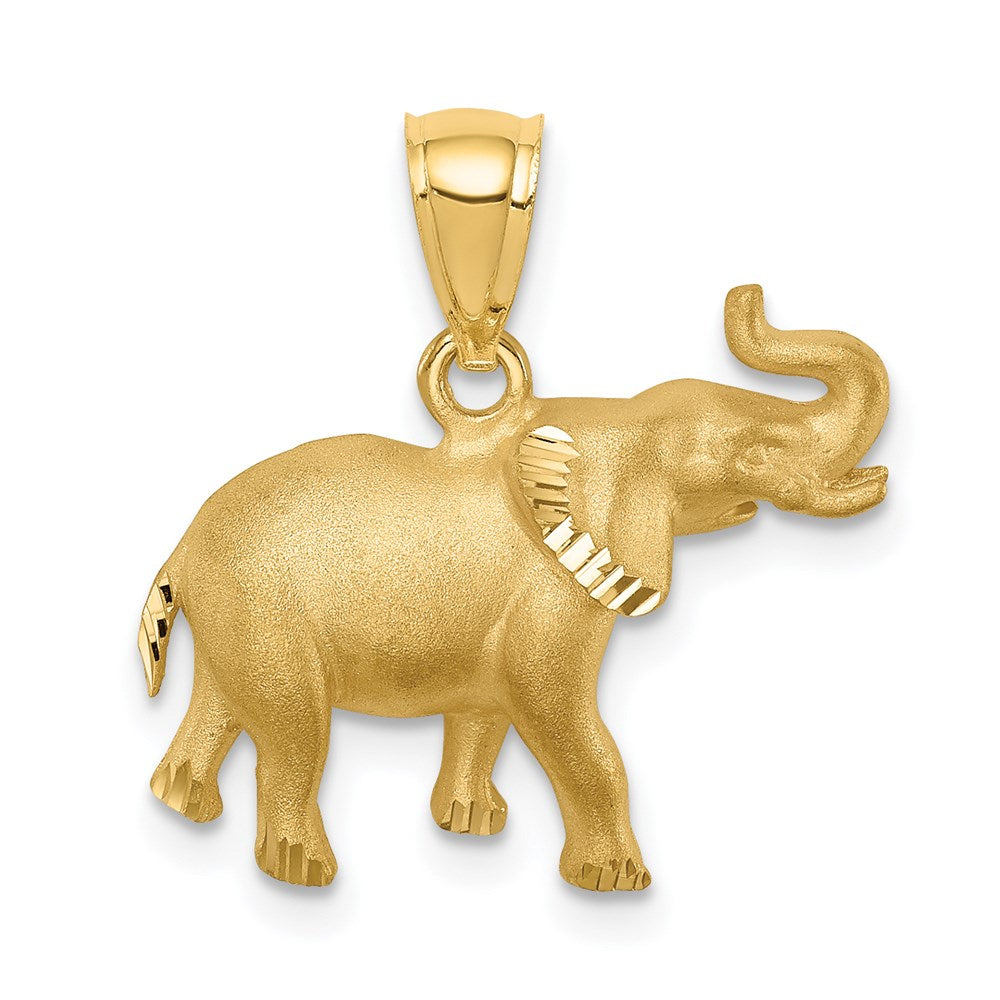14K Gelbgold Anhänger Elefant, gebürstet, diamantiert
