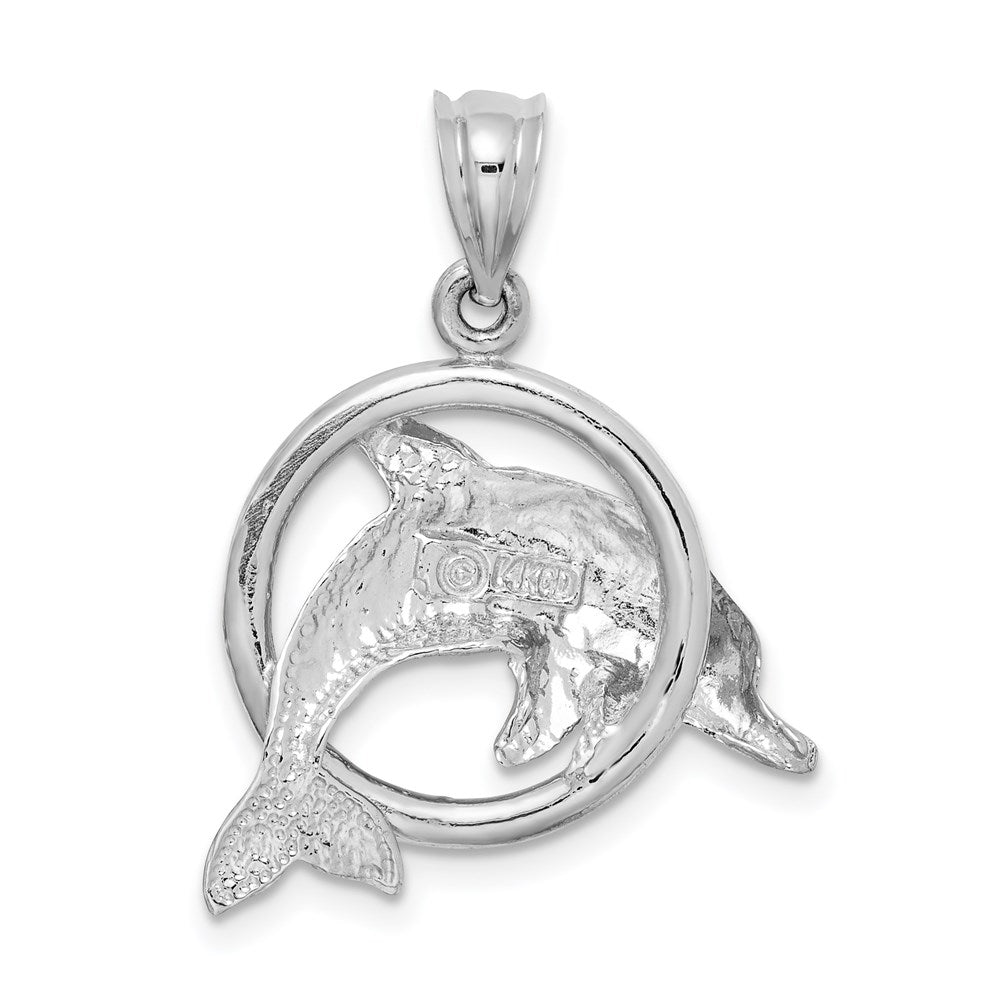 14K Gelbgold Polierter Delfin-in-Ring-Anhänger