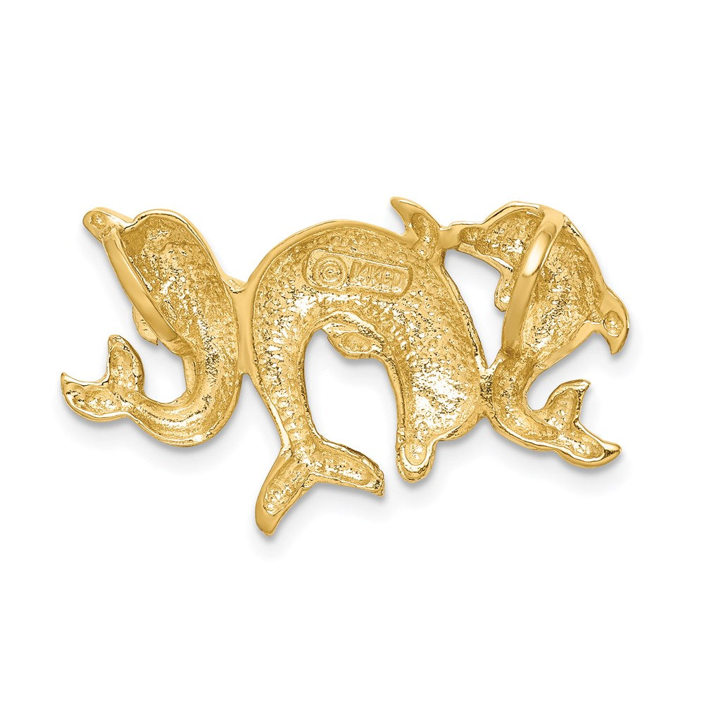 14K Gelbgold Poliert Dolphins Anhänger