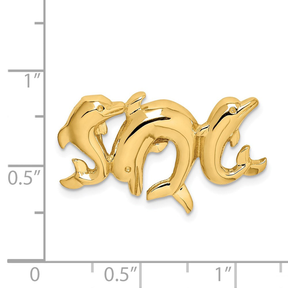 14K Gelbgold Poliert Dolphins Anhänger