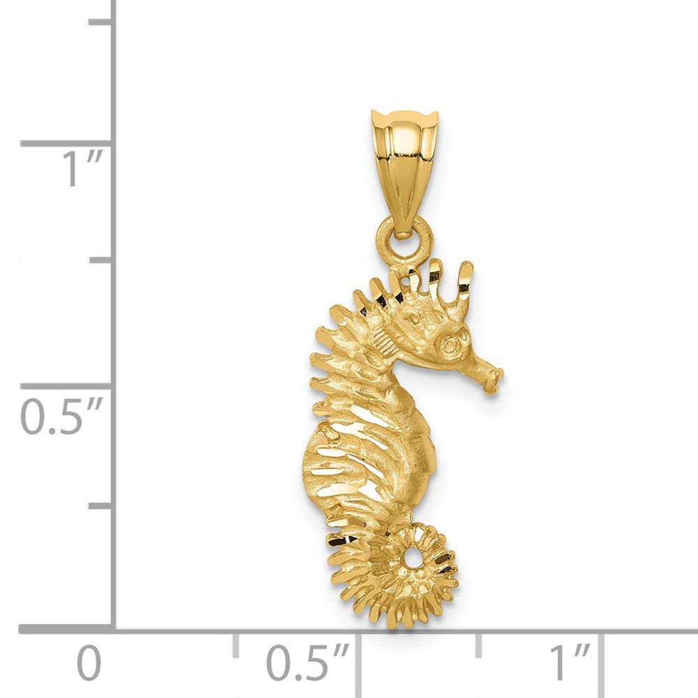 14K Gelbgold Anhänger „Seepferdchen" gebürstet und diamantiert