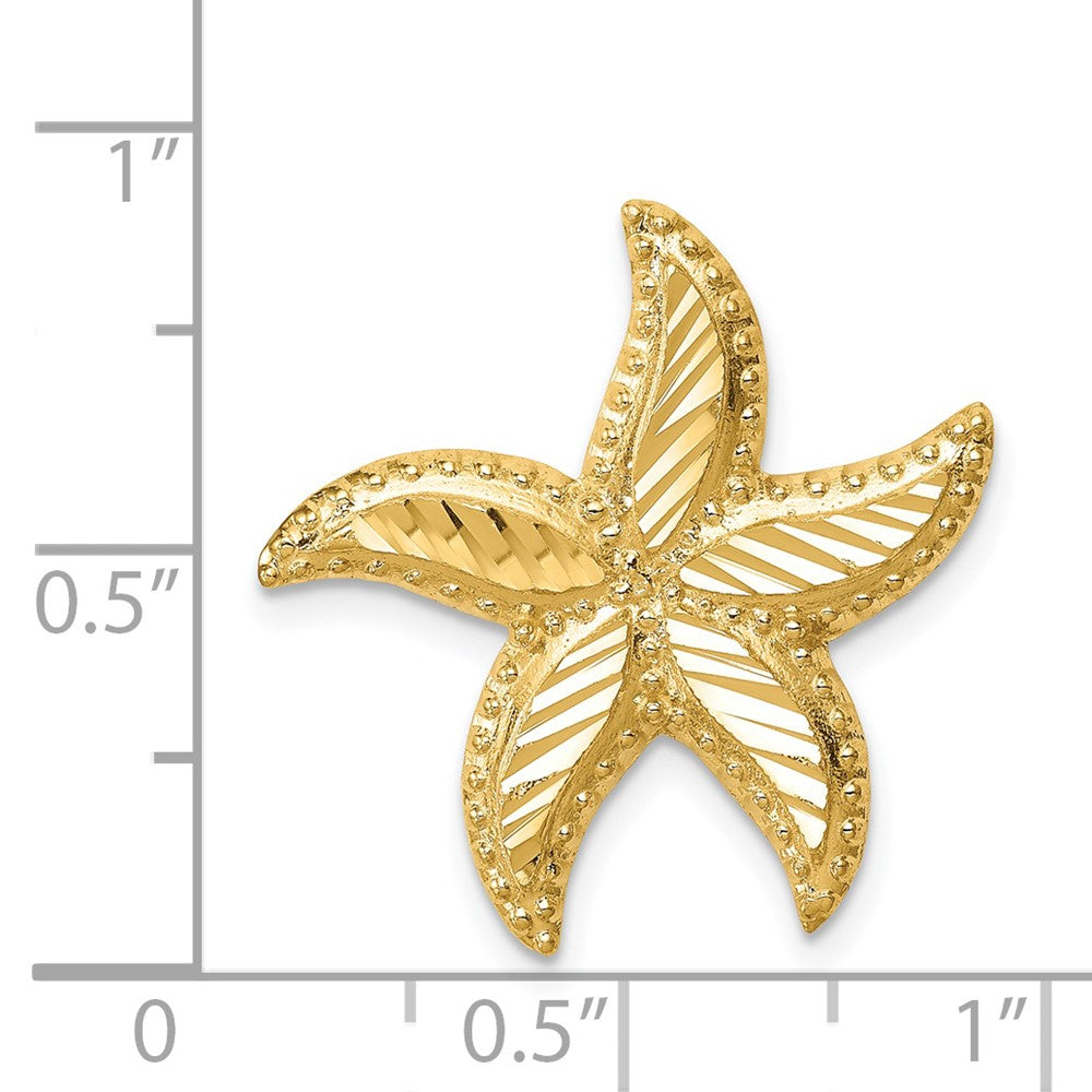 14K Gelbgold Poliert & Diamantiert Seestern Anhänger