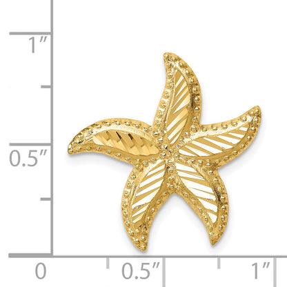 14K Gelbgold Poliert & Diamantiert Seestern Anhänger