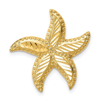 14K Gelbgold Poliert & Diamantiert Seestern Anhänger