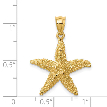14K Gelbgold Seestern-Anhänger, gebürstet und diamantgeschliffen