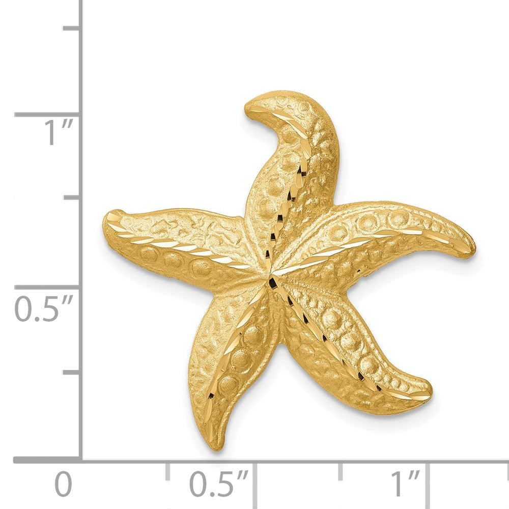 14K Gelbgold Gebürstet & Diamantiert Seestern Anhänger