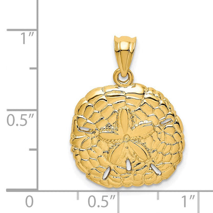 14K Gelbgold polierter Sanddollar-Anhänger