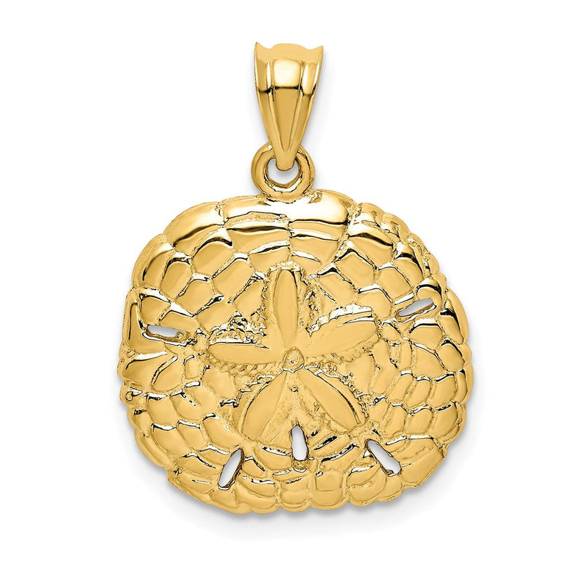 14K Gelbgold polierter Sanddollar-Anhänger