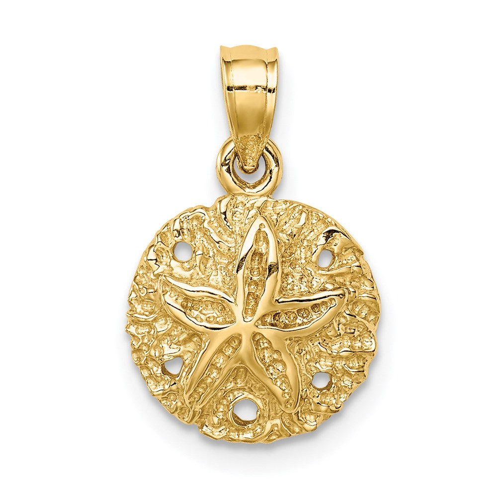 14K Gelbgold Polierter Sanddollar-Anhänger