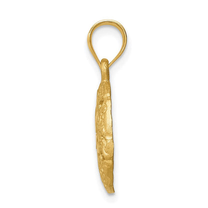 14K Gelbgold Anhänger „Sanddollar" gebürstet, diamantgeschliffen