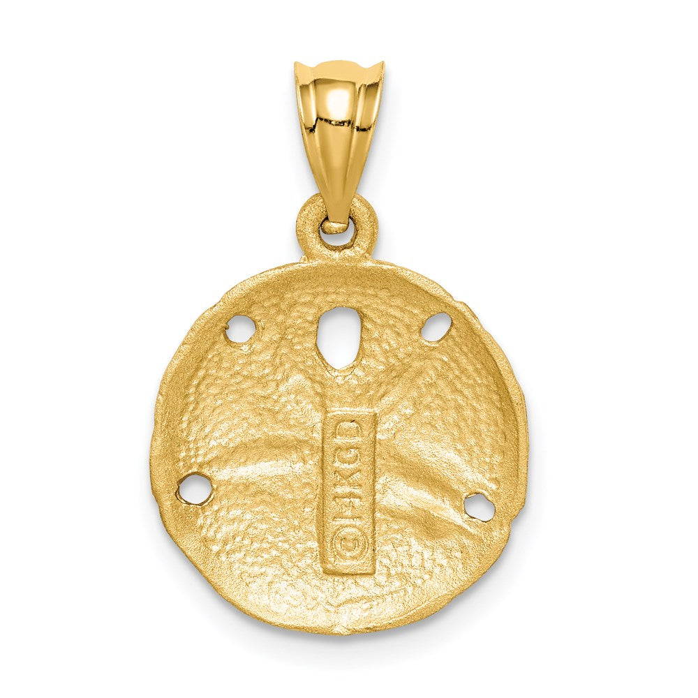 14K Gelbgold Anhänger „Sanddollar" gebürstet, diamantgeschliffen