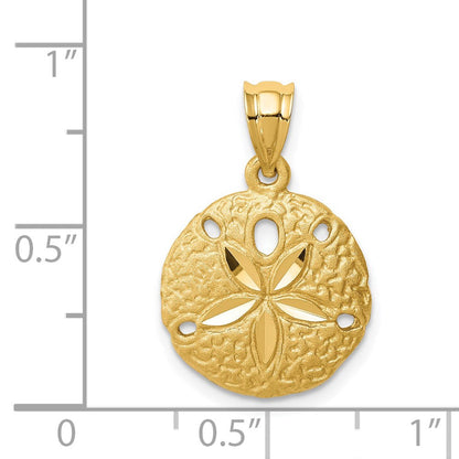 14K Gelbgold Anhänger „Sanddollar" gebürstet, diamantgeschliffen