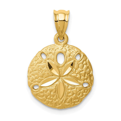 14K Gelbgold Anhänger „Sanddollar" gebürstet, diamantgeschliffen