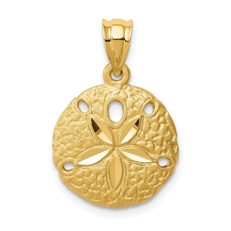 14K Gelbgold Anhänger „Sanddollar" gebürstet, diamantgeschliffen