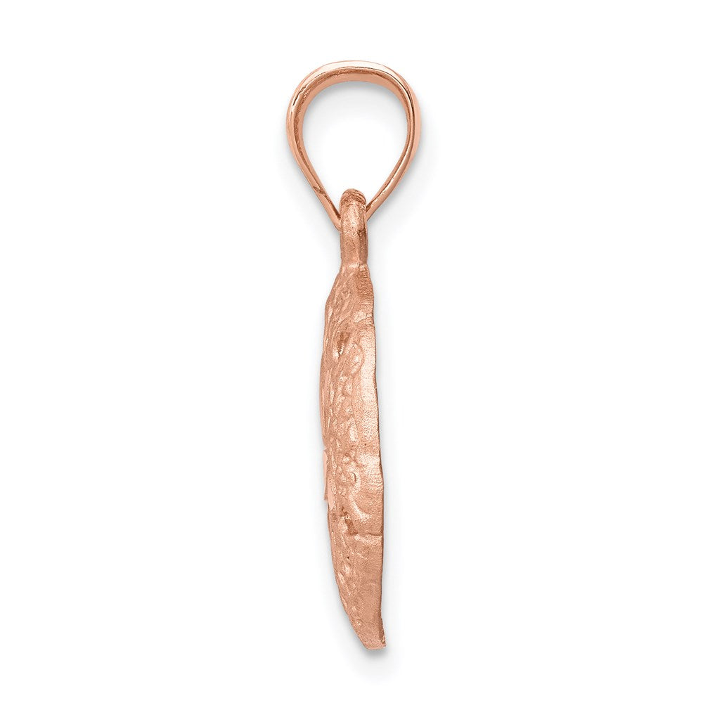 14K Roségold Rosé-mattierter diamantgeschliffener Sanddollar-Anhänger