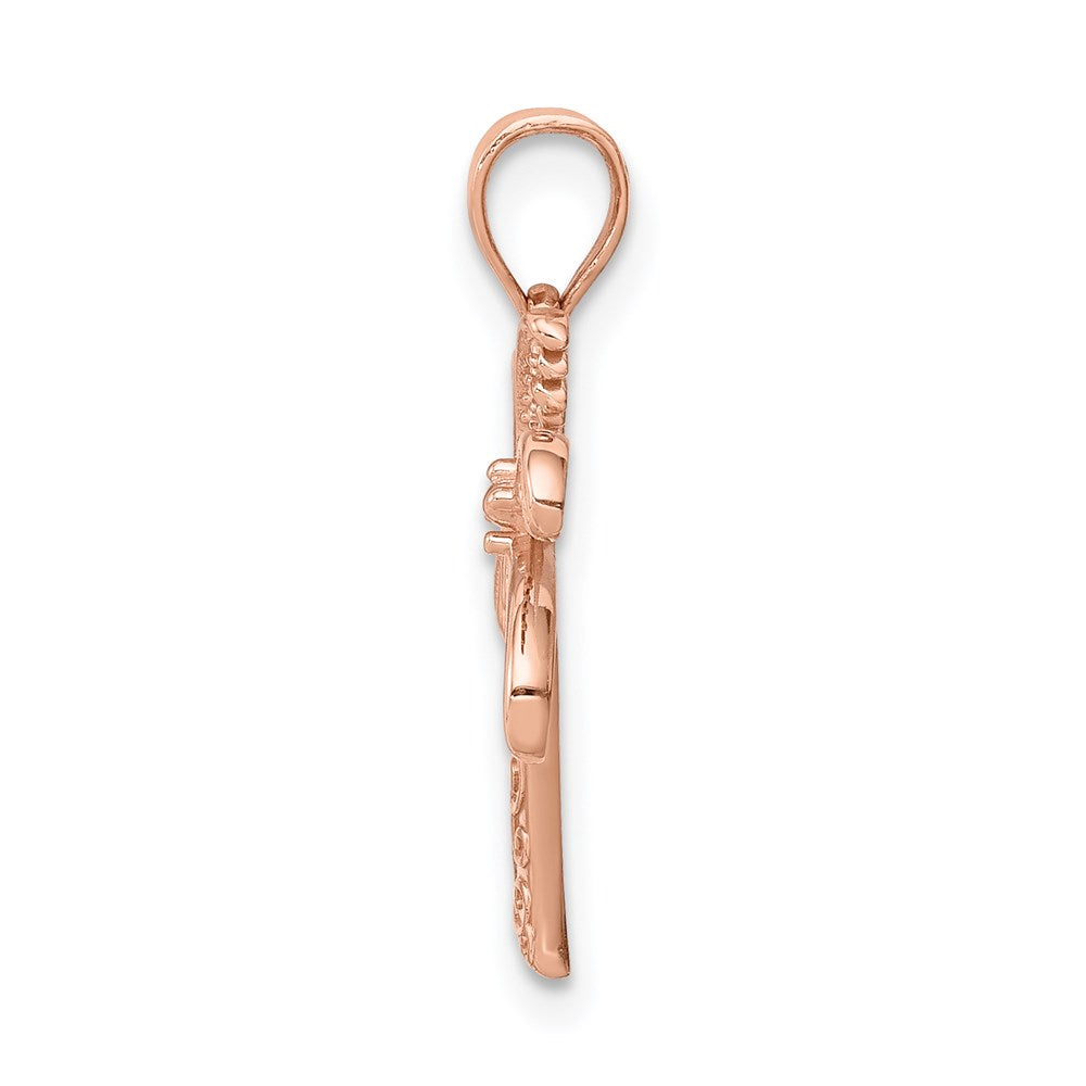 14K Roségold Poliert Palme Baum Anhänger