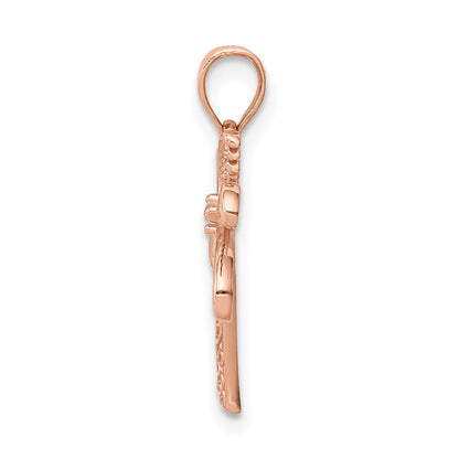 14K Roségold Poliert Palme Baum Anhänger