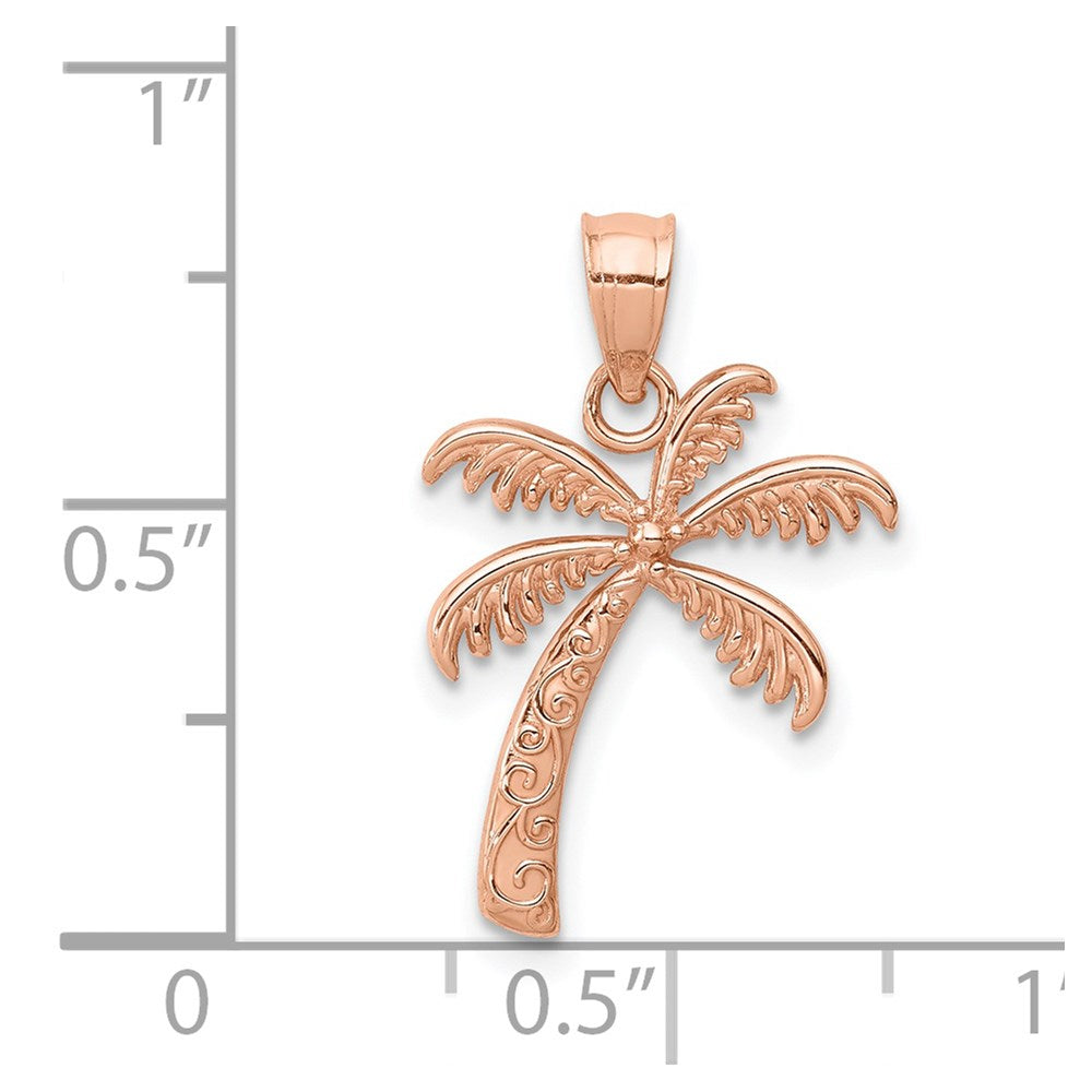 14K Roségold Poliert Palme Baum Anhänger