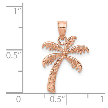 14K Roségold Poliert Palme Baum Anhänger