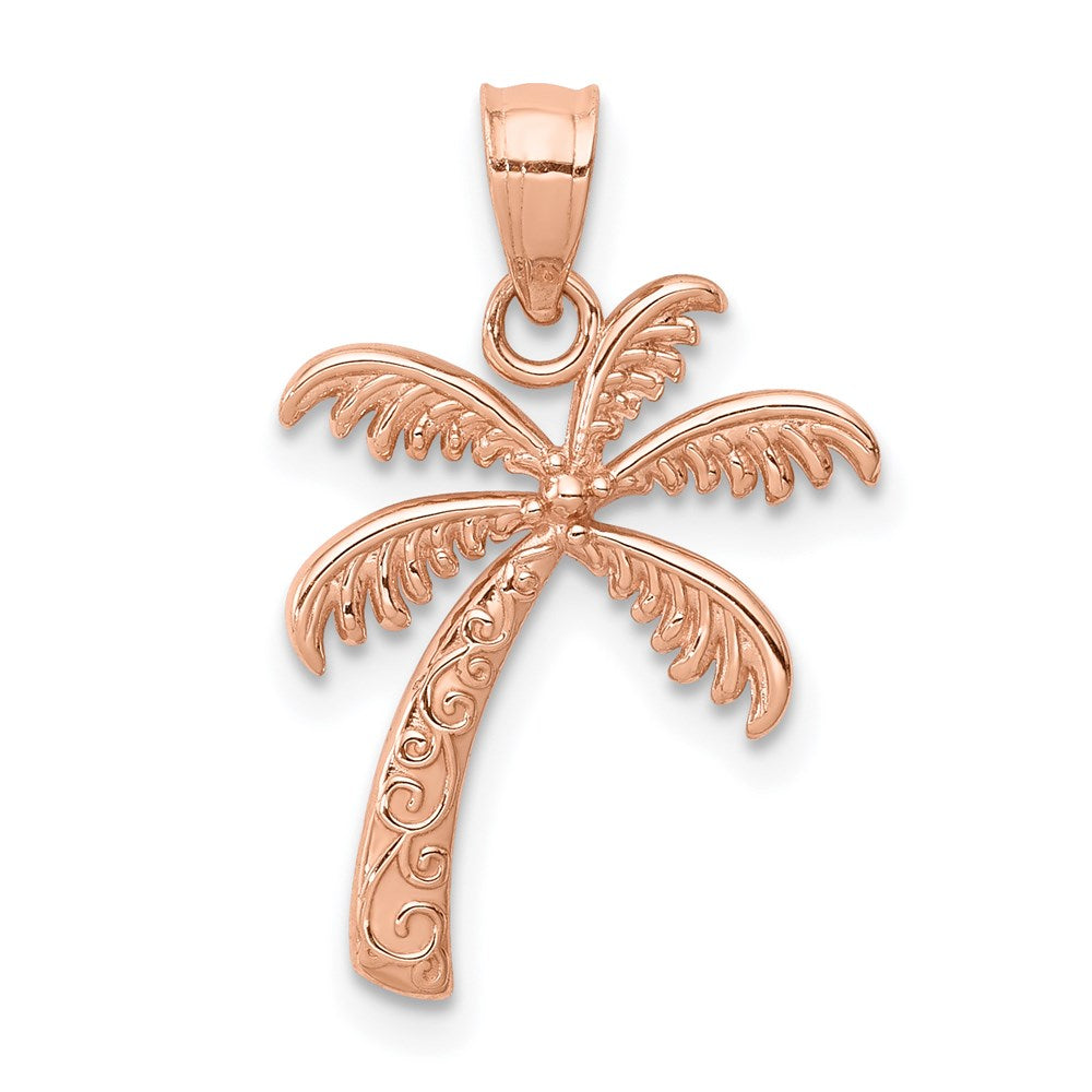 14K Roségold Poliert Palme Baum Anhänger