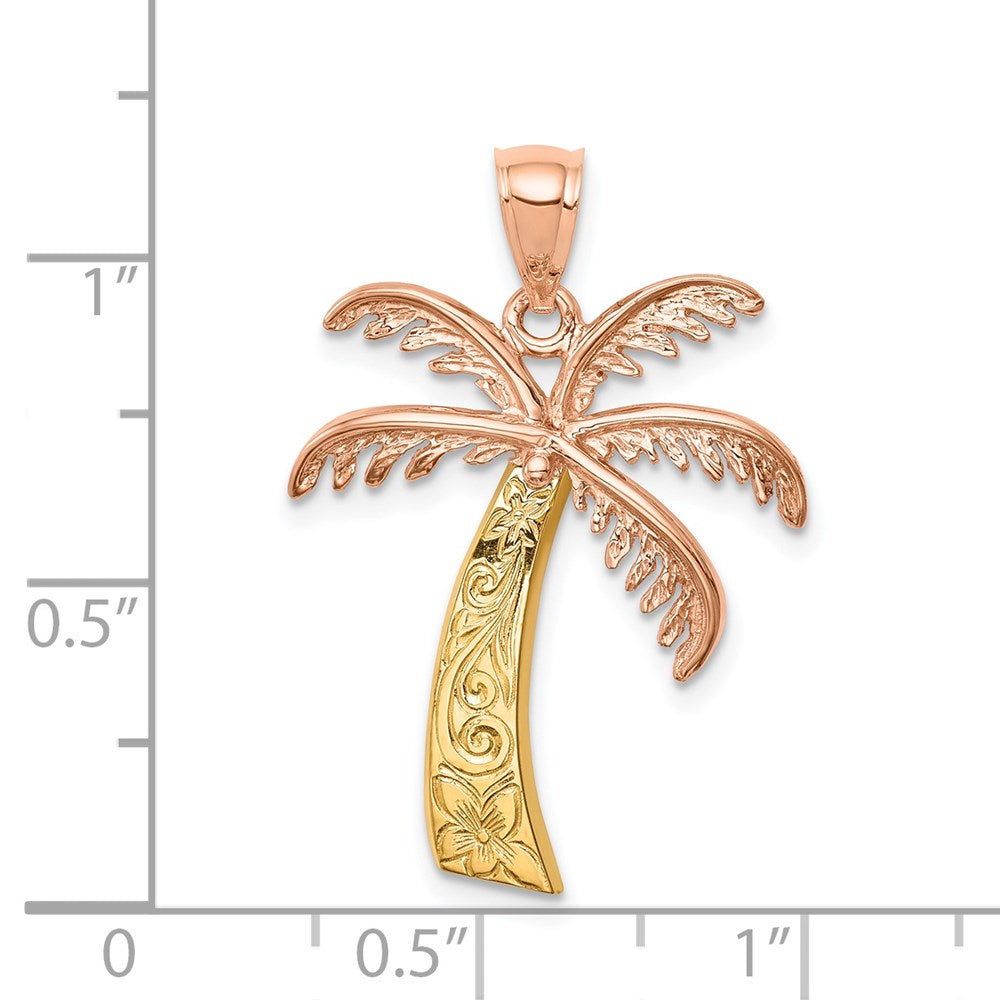 14K Bicolor-Gold Palmenbaum-Anhänger