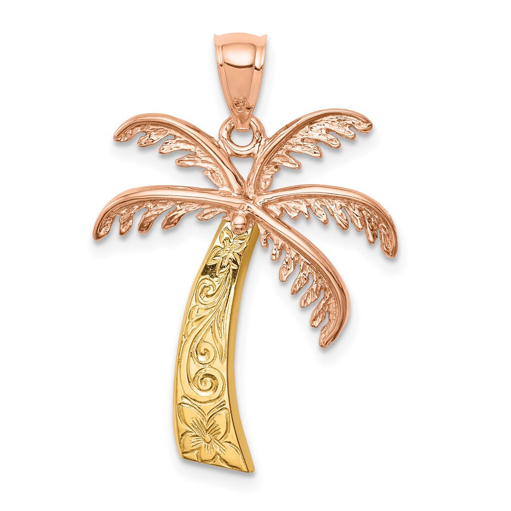 14K Bicolor-Gold Palmenbaum-Anhänger