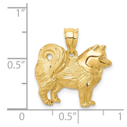 14K Gelbgold Alaska-Hund-Anhänger, gebürstet/poliert und diamantiert
