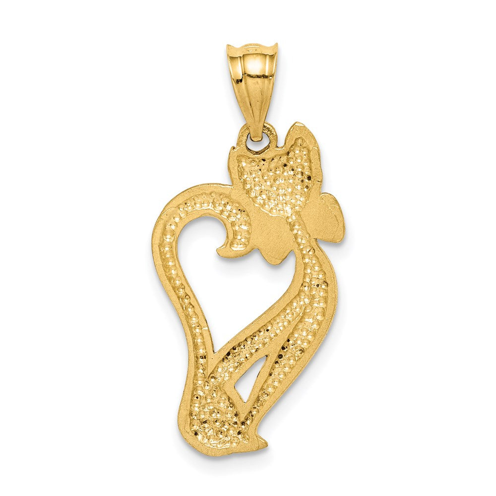 14K Gelbgold Anhänger "Katze", gebürstet und diamantiert