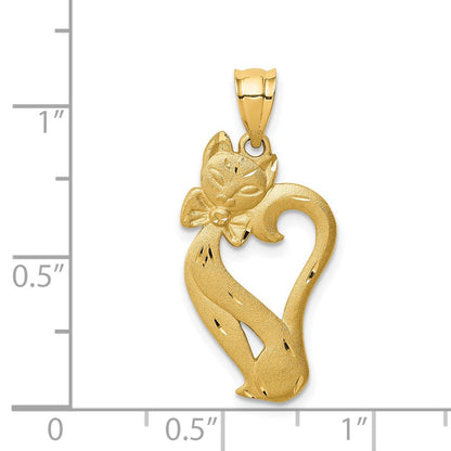 14K Gelbgold Anhänger "Katze", gebürstet und diamantiert