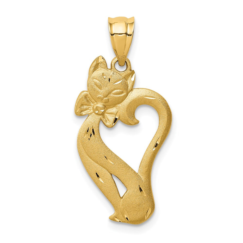 14K Gelbgold Anhänger "Katze", gebürstet und diamantiert
