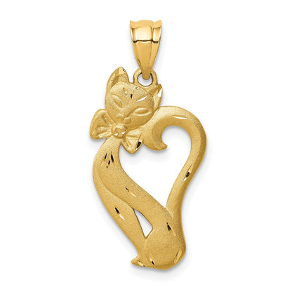 14K Gelbgold Anhänger "Katze", gebürstet und diamantiert