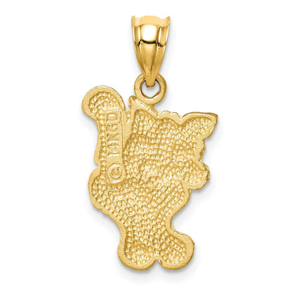 14 Karat Gelbgold Katzenanhänger, gebürstet und diamantiert