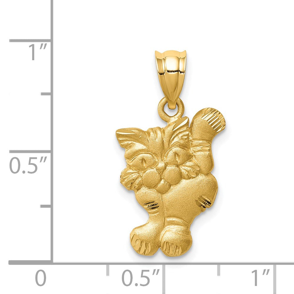 14 Karat Gelbgold Katzenanhänger, gebürstet und diamantiert