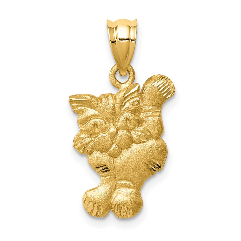 14 Karat Gelbgold Katzenanhänger, gebürstet und diamantiert