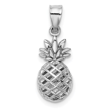 14K Weißgold Poliert 3d Pineapple Anhänger