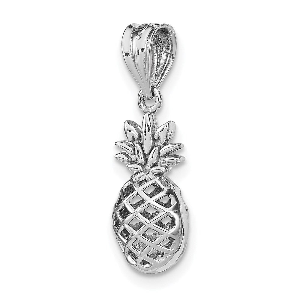 14K Weißgold Poliert 3d Pineapple Anhänger