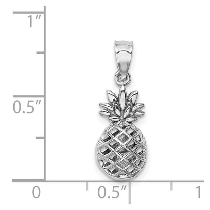 14K Weißgold Poliert 3d Pineapple Anhänger