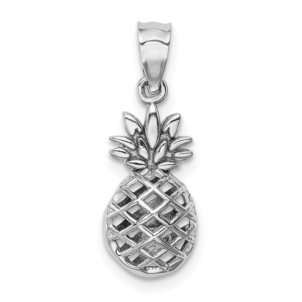 14K Weißgold Poliert 3d Pineapple Anhänger