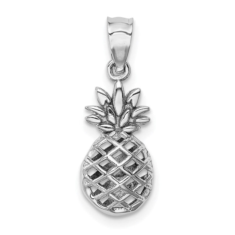 14K Weißgold Poliert 3d Pineapple Anhänger