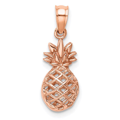14K Roségold Poliert 3d Pineapple Anhänger