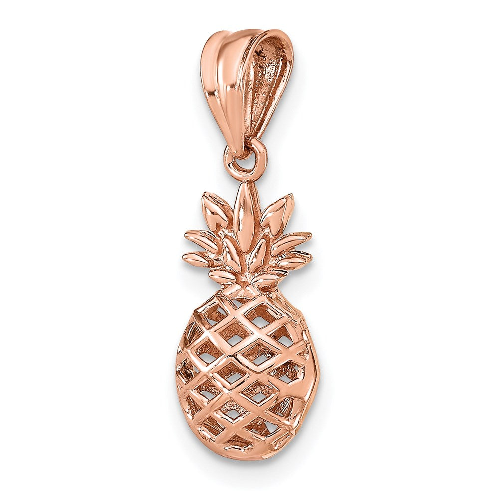 14K Roségold Poliert 3d Pineapple Anhänger
