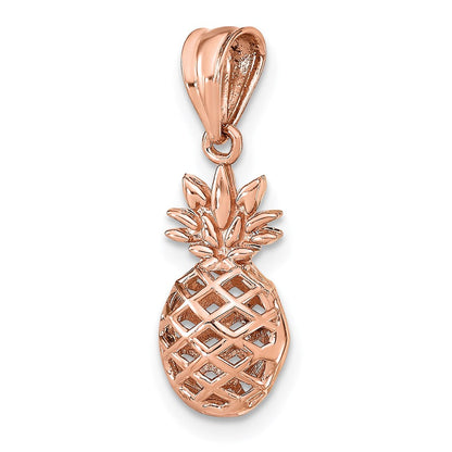 14K Roségold Poliert 3d Pineapple Anhänger