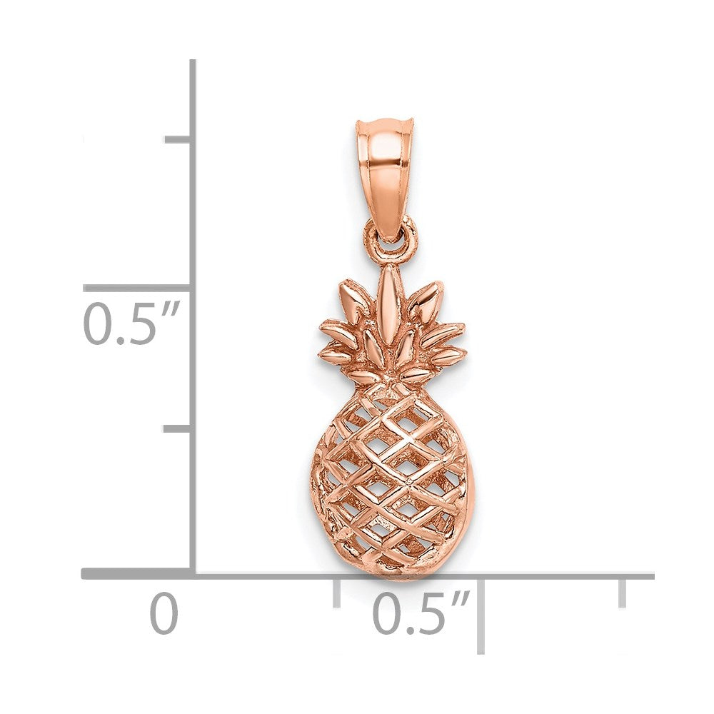 14K Roségold Poliert 3d Pineapple Anhänger