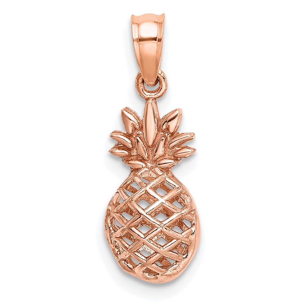 14K Roségold Poliert 3d Pineapple Anhänger